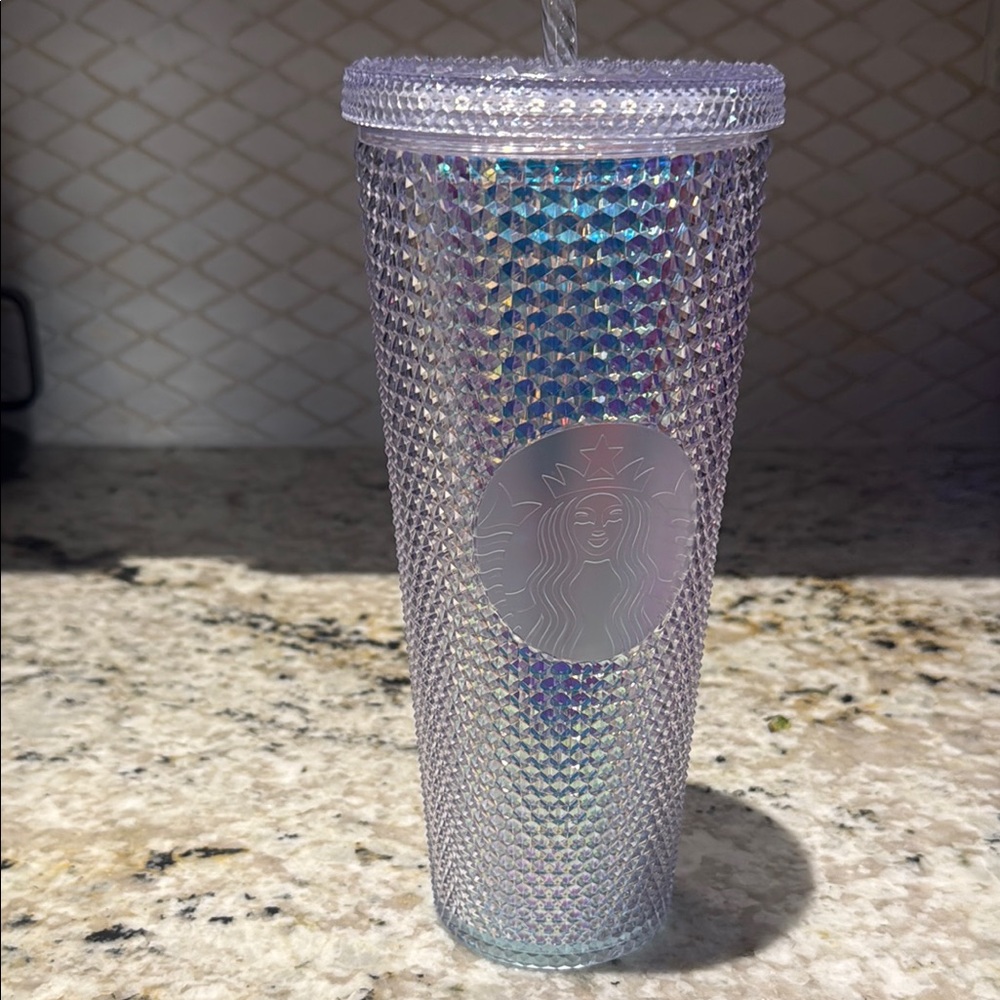 Starbucks Silver Studded Tumbler with Holographic Accents